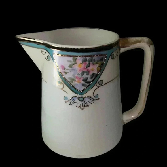 Vintage Hand Painted Nippon Creamer w/Gilded Trim and Floral Detail - Picture 1 of 9